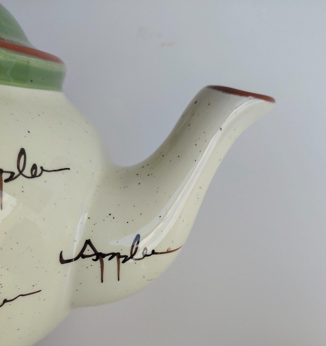 Home Interiors Apple Orchard Tea Set Tea Pot Creamer Sugar Bowl Vintage Hand Painted Earthenware Country Kitchen Decor, view 10
