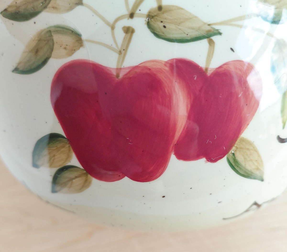 Home Interiors Apple Orchard Tea Set Tea Pot Creamer Sugar Bowl Vintage Hand Painted Earthenware Country Kitchen Decor, view 9