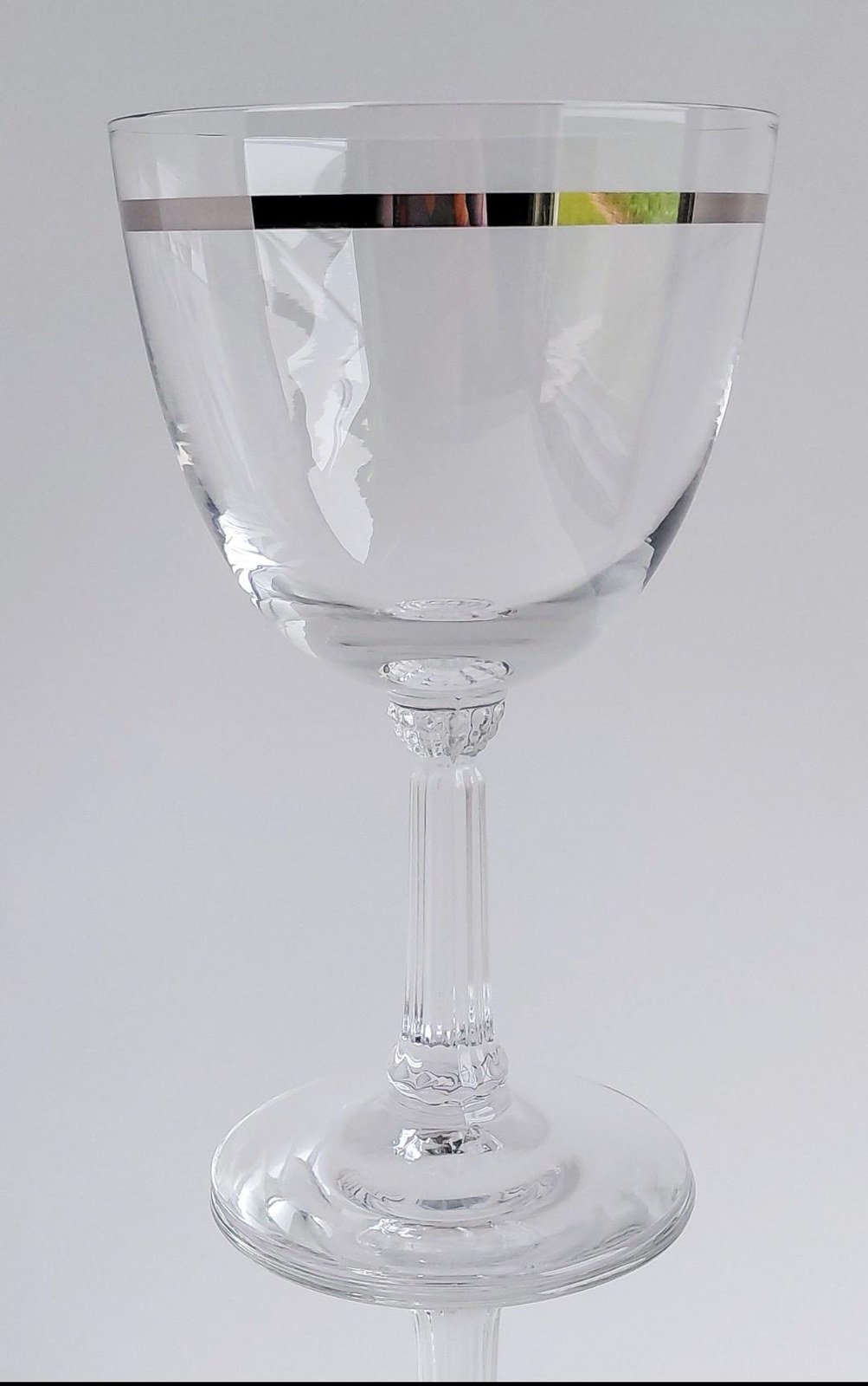 Fostoria Reflection Water Goblets Set of 3 Platinum Band Crystal Glasses Vintage FOSREF Stemware 1952-1971