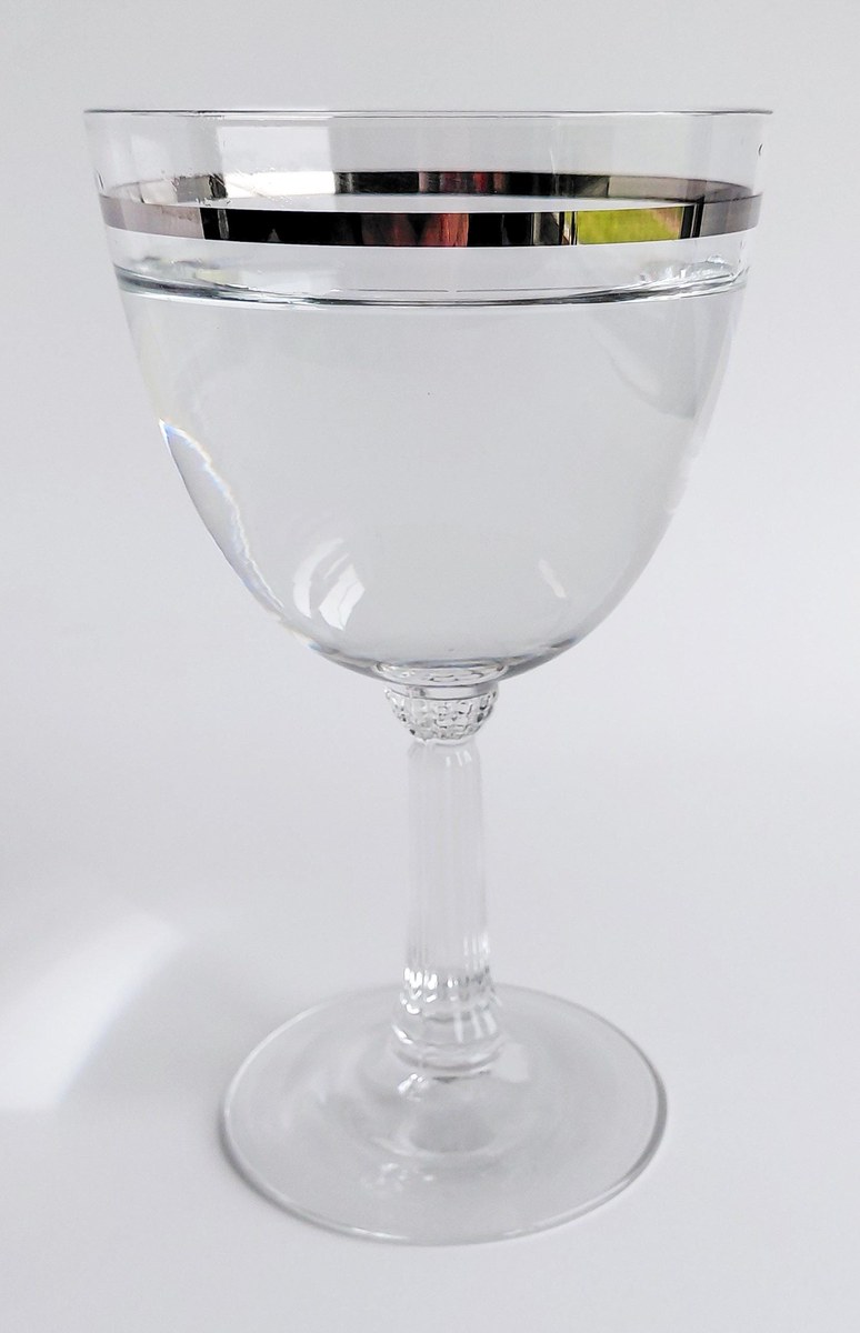 Fostoria Reflection Water Goblets Set of 3 Platinum Band Crystal Glasses Vintage FOSREF Stemware 1952-1971, view 15