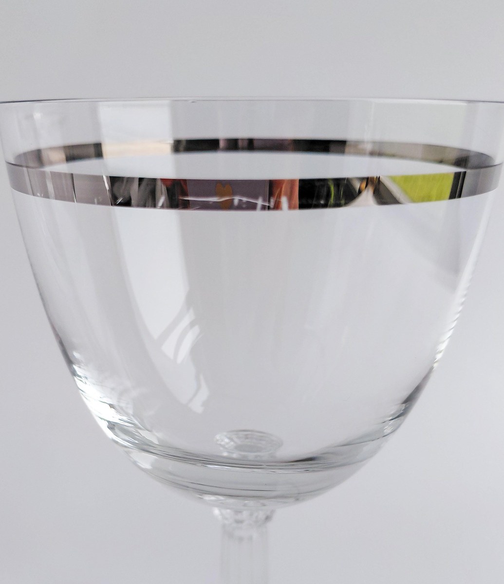 Fostoria Reflection Water Goblets Set of 3 Platinum Band Crystal Glasses Vintage FOSREF Stemware 1952-1971, view 16