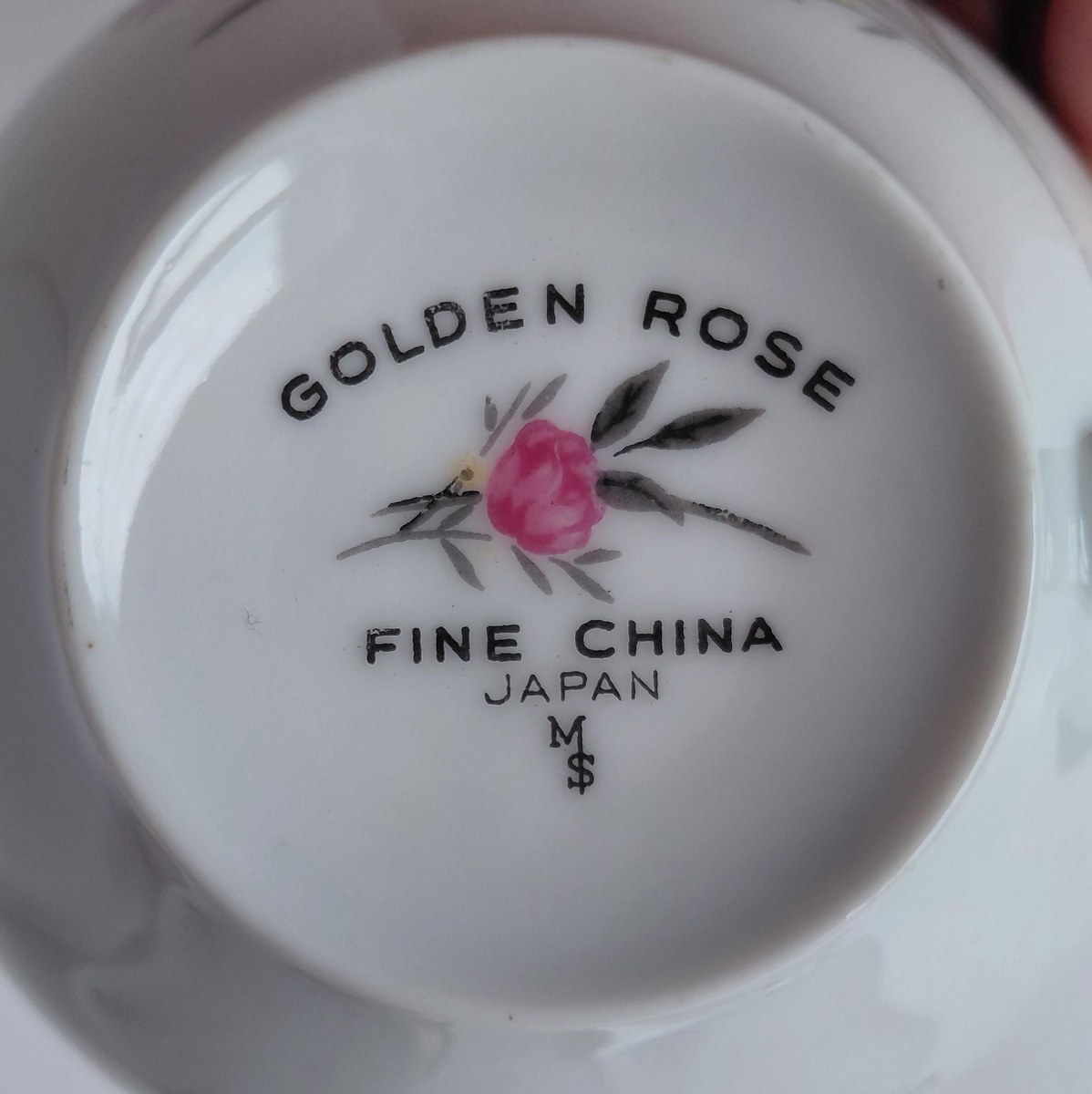 Vintage Fine China Japan Golden Rose Snack Set 18 Pc Tea Party Set 6 Cups Saucers Plates Pink Roses Gold Trim, view 12