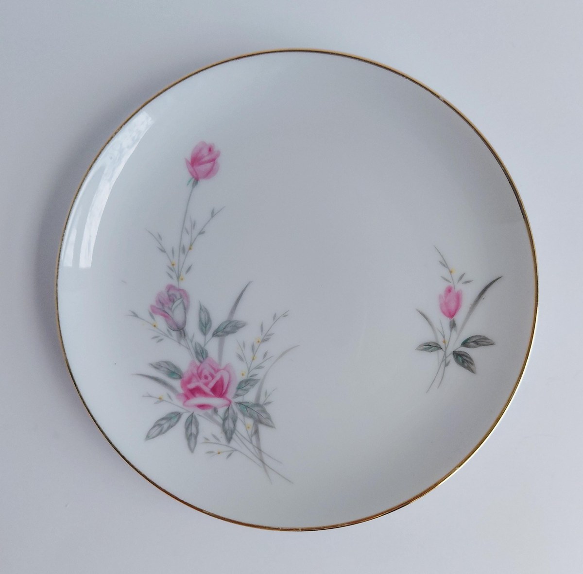 Vintage Fine China Japan Golden Rose Snack Set 18 Pc Tea Party Set 6 Cups Saucers Plates Pink Roses Gold Trim, view 20