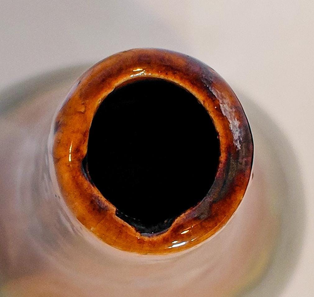Vintage Studio Pottery Vase Organic Modern Japandi Wabi Sabi Green Brown Art Pottery 12 Inch, view 10