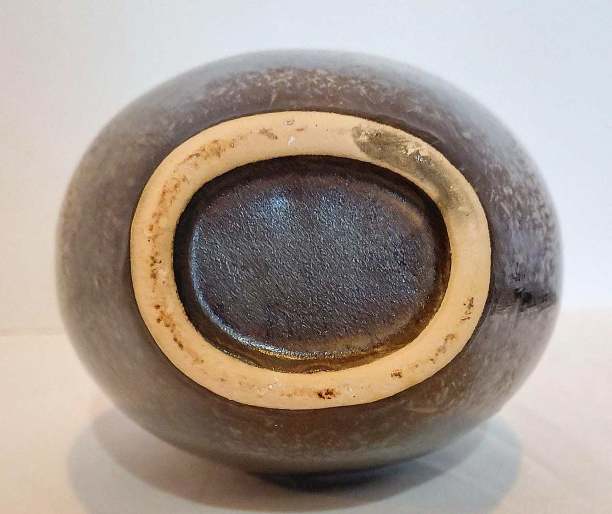 Vintage Studio Pottery Vase Organic Modern Japandi Wabi Sabi Green Brown Art Pottery 12 Inch, view 12
