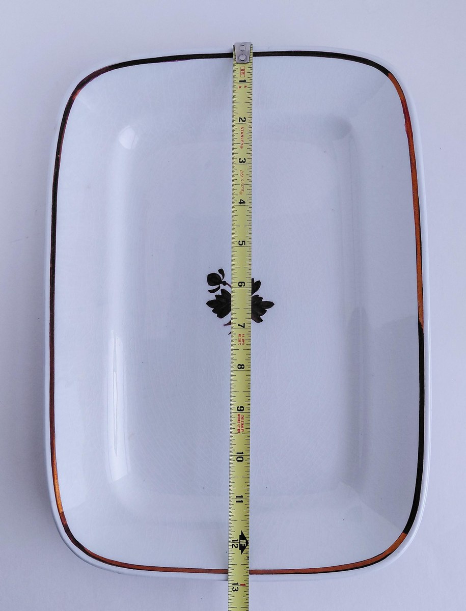 Antique Alfred Meakin Tea Leaf Ironstone Platter 13" England 1891-1896 Rectangular Serving Tray Victorian Farmhouse Decor, view 11