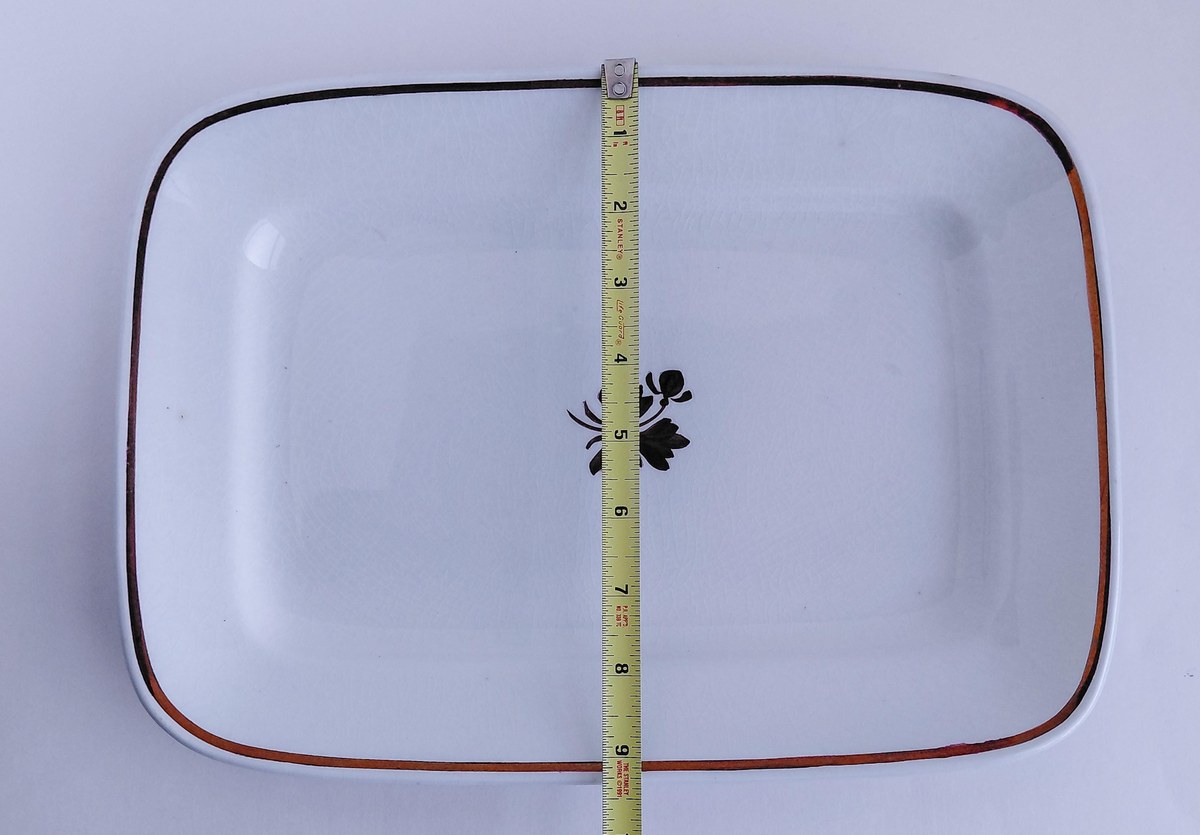 Antique Alfred Meakin Tea Leaf Ironstone Platter 13" England 1891-1896 Rectangular Serving Tray Victorian Farmhouse Decor, view 12