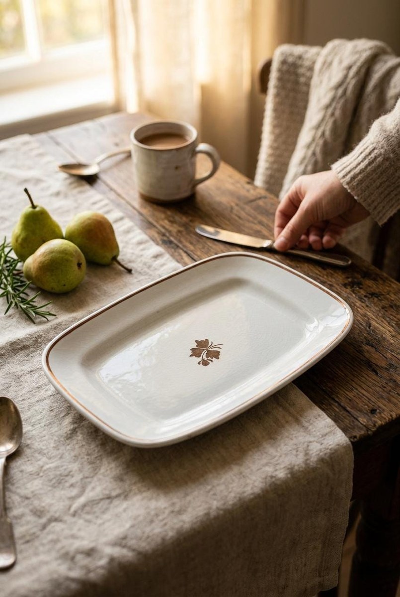 Antique Alfred Meakin Tea Leaf Ironstone Platter 13" England 1891-1896 Rectangular Serving Tray Victorian Farmhouse Decor, view 15