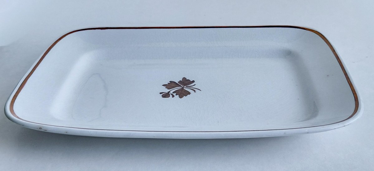 Antique Alfred Meakin Tea Leaf Ironstone Platter 13" England 1891-1896 Rectangular Serving Tray Victorian Farmhouse Decor, view 4