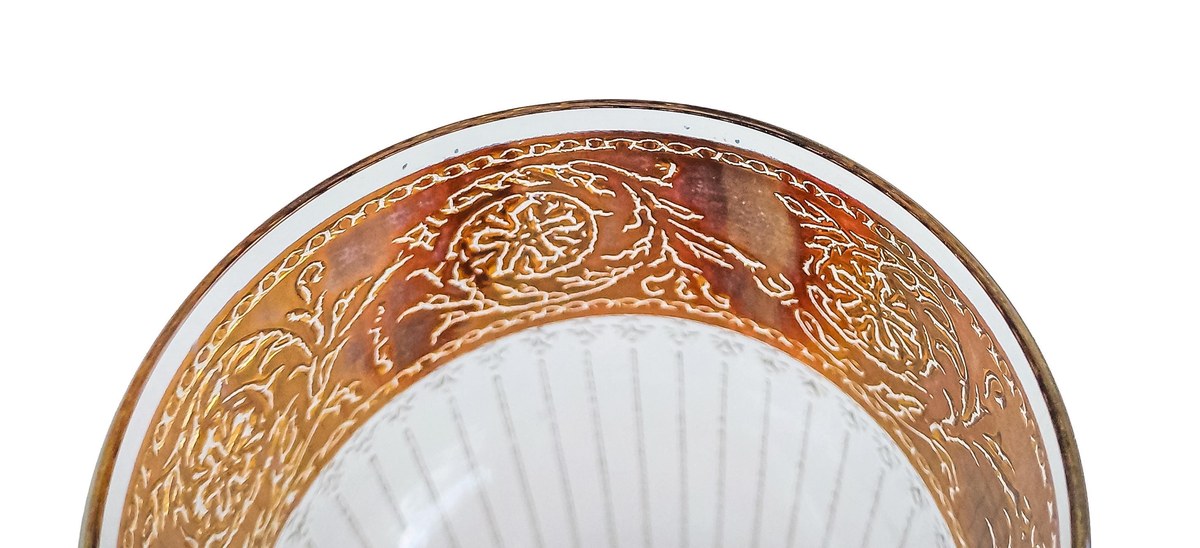 Vintage Culver Tyrol Highball Glasses Set of 4 22K Gold Crackle Lace Barware Mid Century Modern Cocktail Glasses, view 13