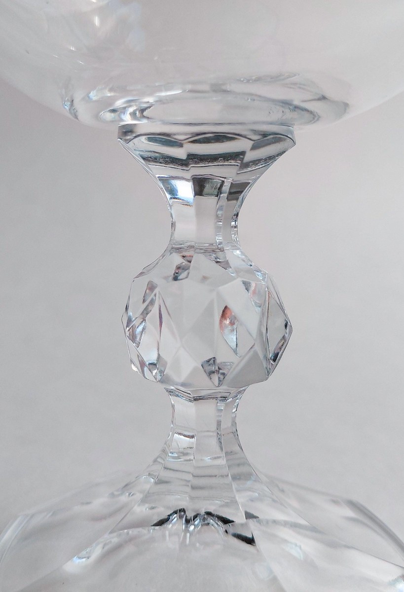 Bohemia Crystal Claudia Water Goblets Set of 4, Vintage Silver Tone Rim Stemware, Czech Crystal Wedding Gift, view 13