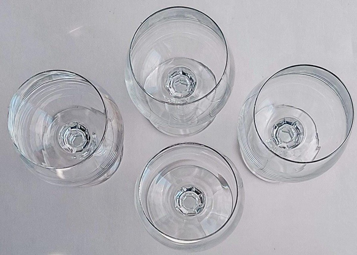 Bohemia Crystal Claudia Water Goblets Set of 4, Vintage Silver Tone Rim Stemware, Czech Crystal Wedding Gift, view 15