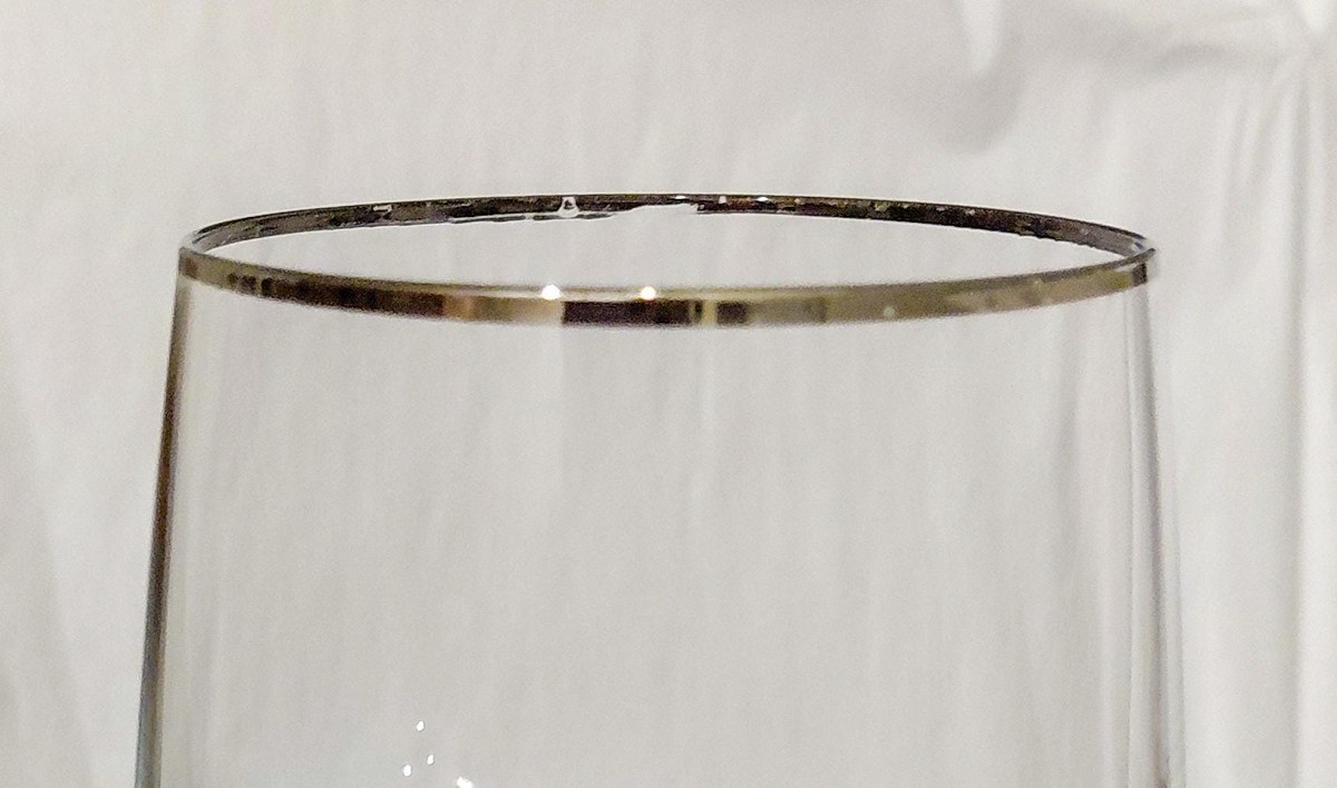 Bohemia Crystal Claudia Water Goblets Set of 4, Vintage Silver Tone Rim Stemware, Czech Crystal Wedding Gift, view 9