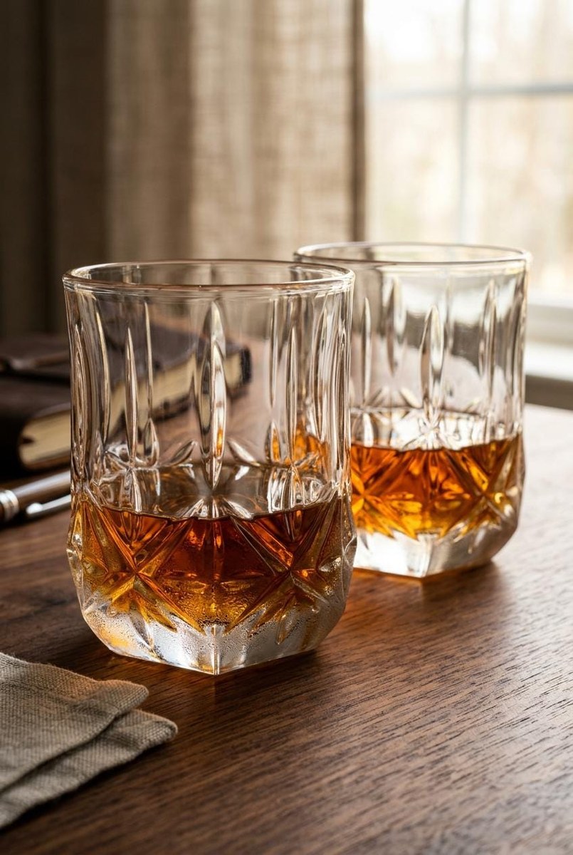 Luminarc Double Old Fashioned Glasses Set of 2, Vintage Cut Glass Rocks Tumblers, 10 oz Whiskey Bourbon Barware, view 16
