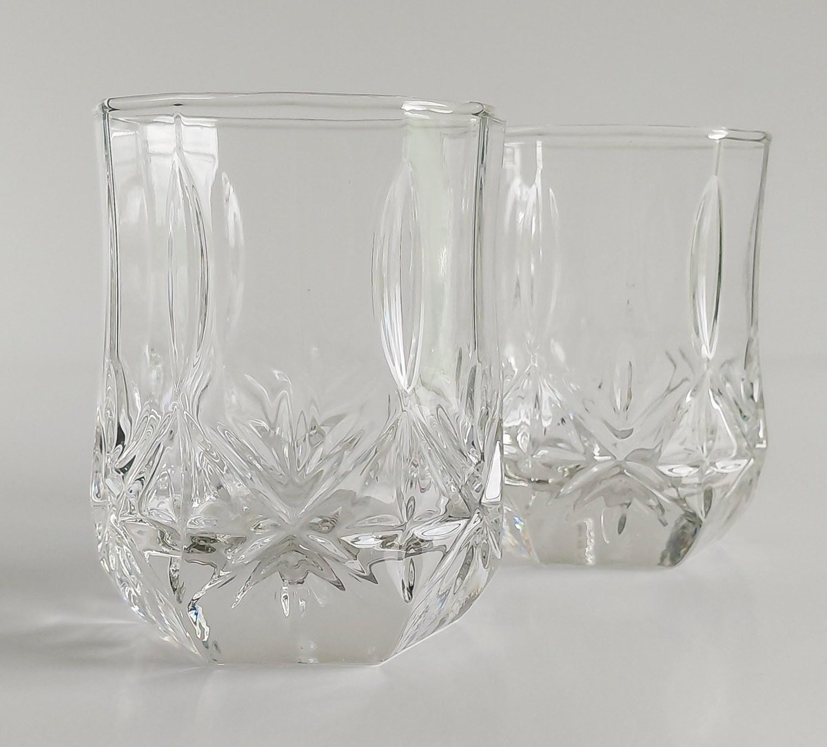 Luminarc Double Old Fashioned Glasses Set of 2, Vintage Cut Glass Rocks Tumblers, 10 oz Whiskey Bourbon Barware, view 2