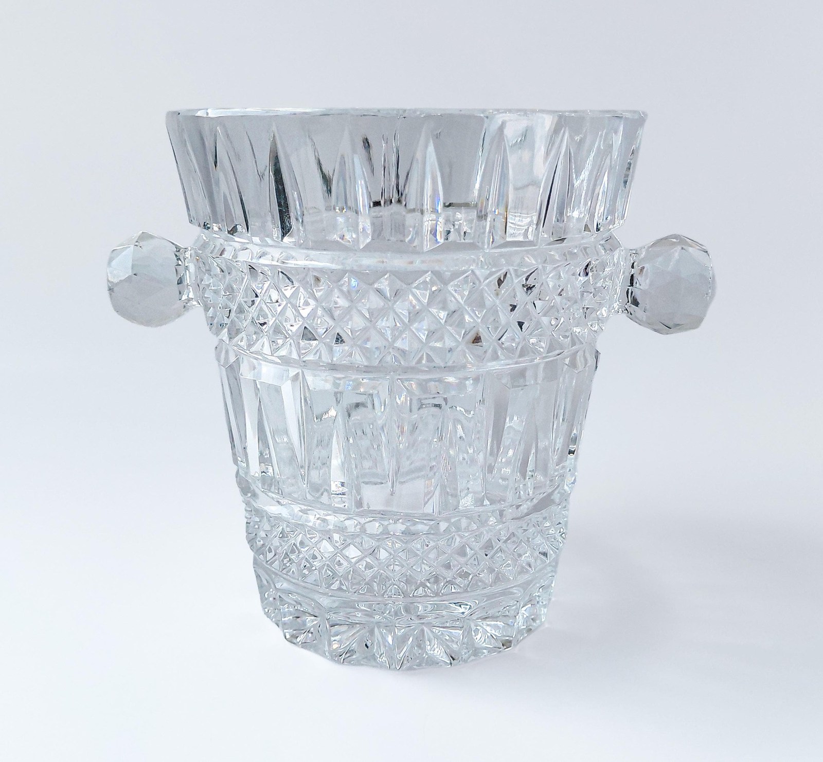 Glasgow Bohemia Crystal Ice Bucket, Vintage Cut Crystal Champagne Bucket, 1950s Czech Wine Cooler Barware