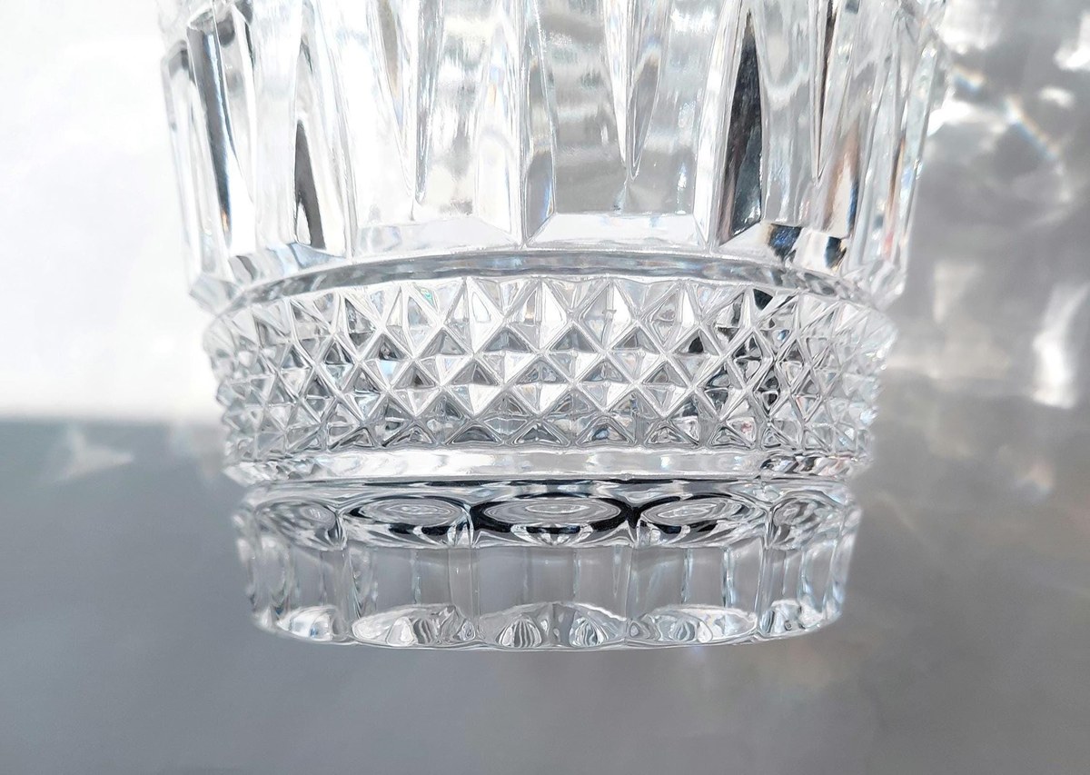 Glasgow Bohemia Crystal Ice Bucket, Vintage Cut Crystal Champagne Bucket, 1950s Czech Wine Cooler Barware, view 19