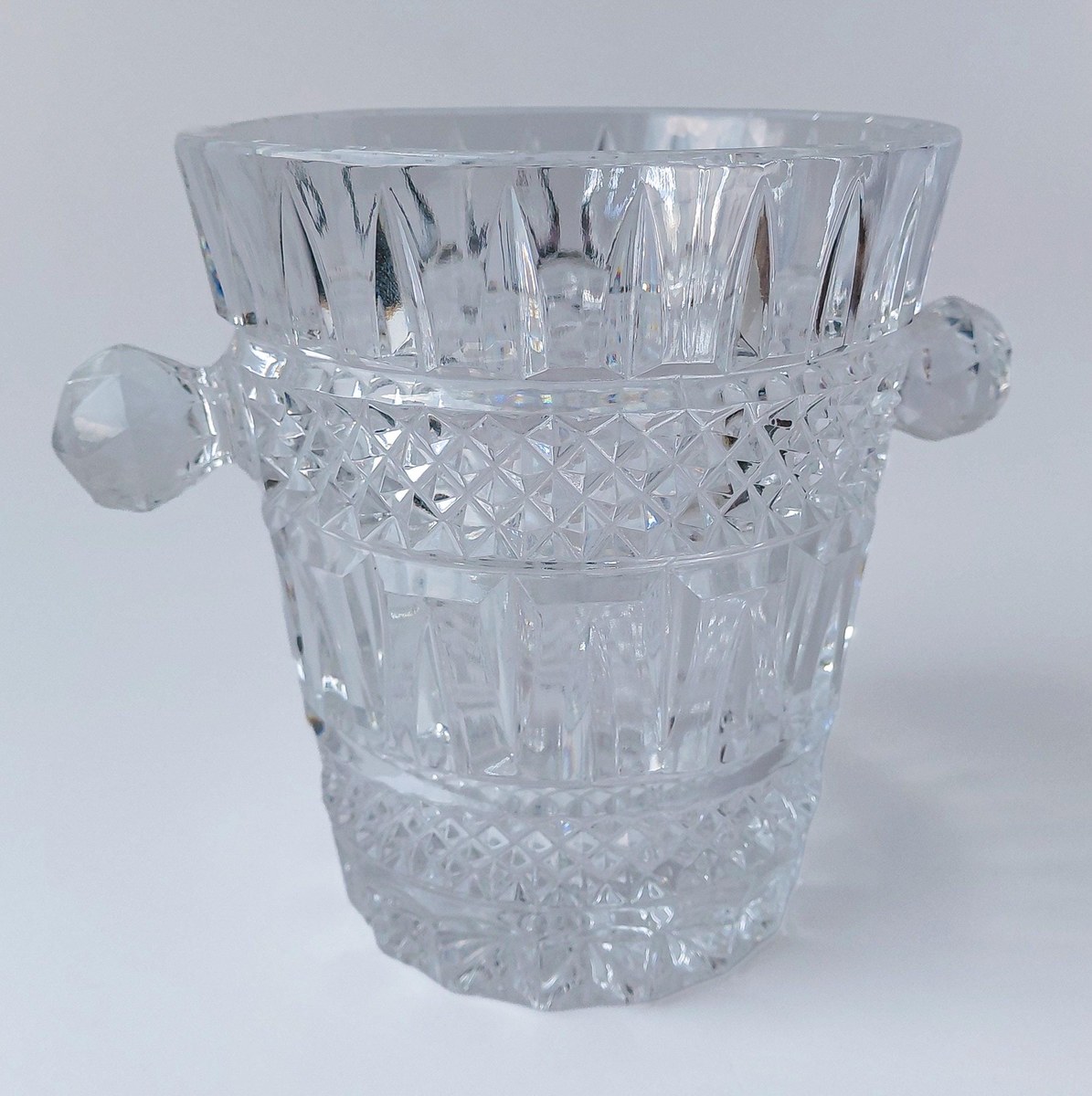 Glasgow Bohemia Crystal Ice Bucket, Vintage Cut Crystal Champagne Bucket, 1950s Czech Wine Cooler Barware, view 2