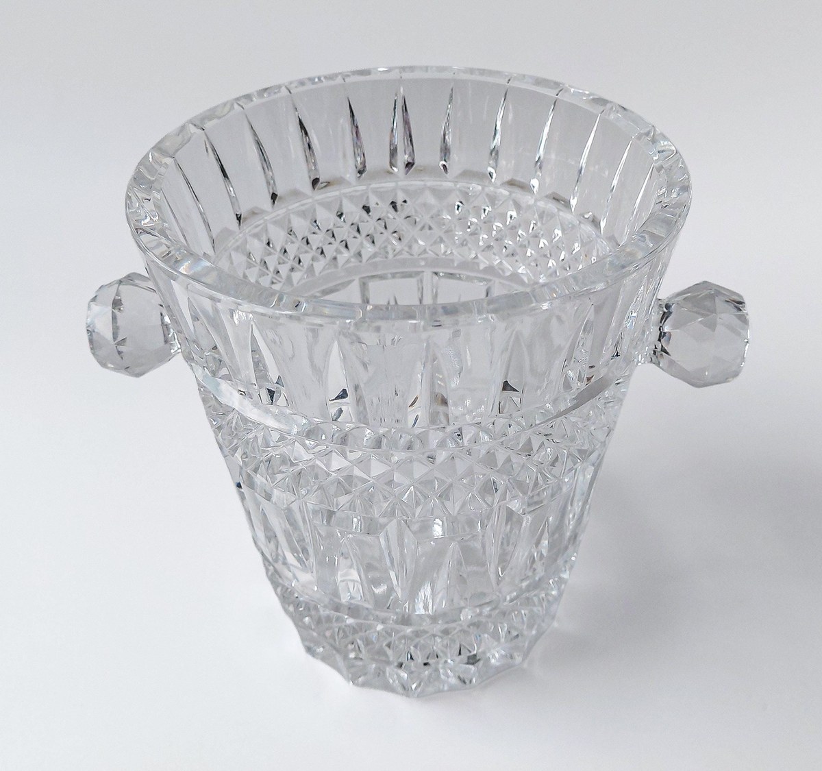 Glasgow Bohemia Crystal Ice Bucket, Vintage Cut Crystal Champagne Bucket, 1950s Czech Wine Cooler Barware, view 6