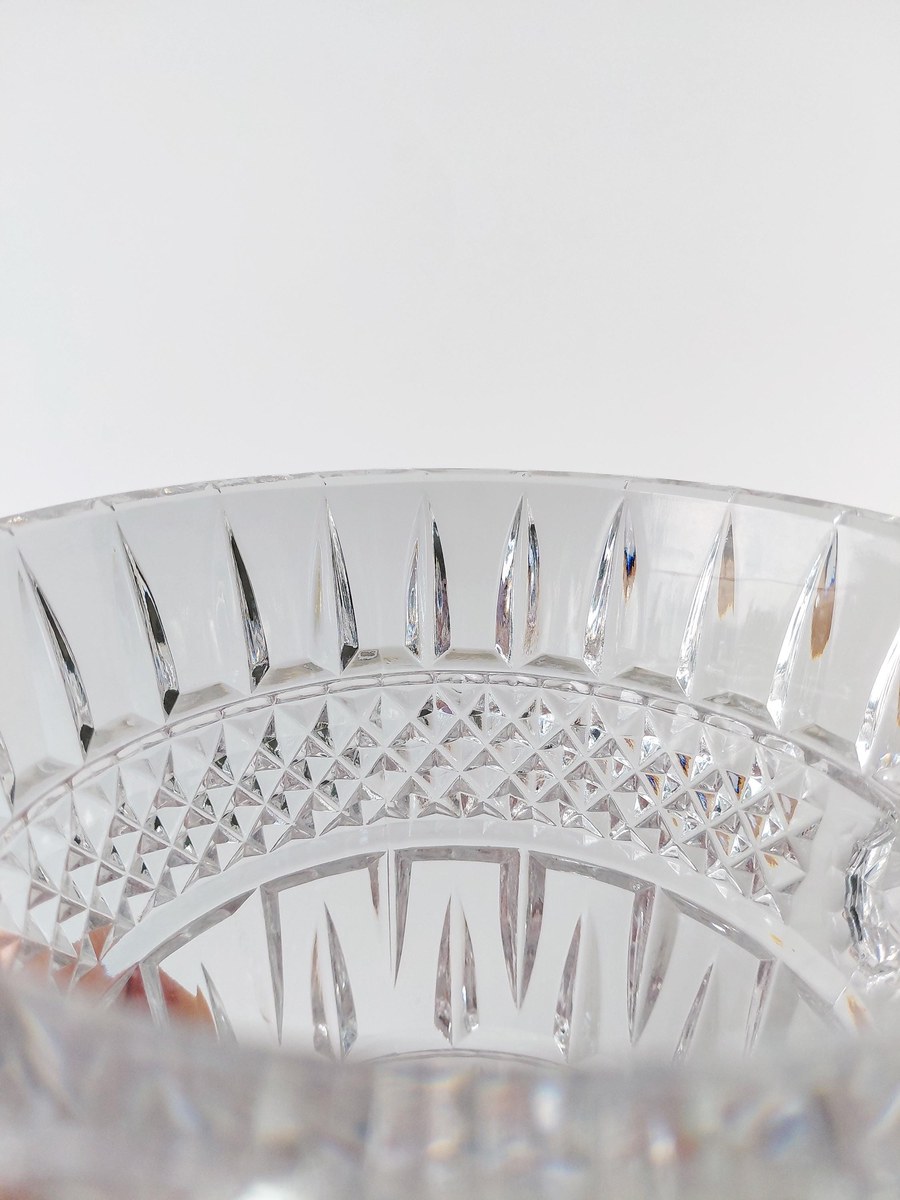 Glasgow Bohemia Crystal Ice Bucket, Vintage Cut Crystal Champagne Bucket, 1950s Czech Wine Cooler Barware, view 8