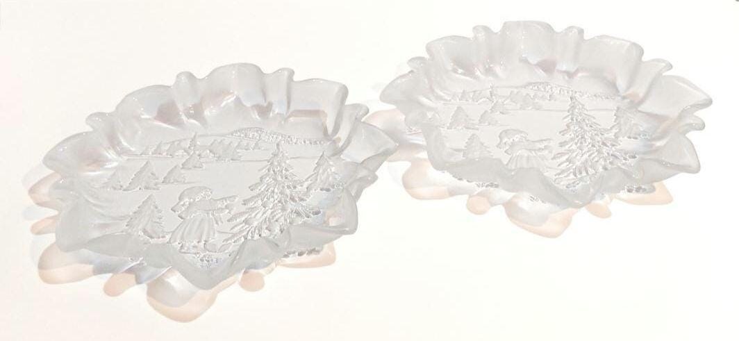 Mikasa Christmas Story Bonbon Plates Set of 2, Vintage Walther Glas Germany Frosted Glass Candy Dish, 9.75 Inch, view 5