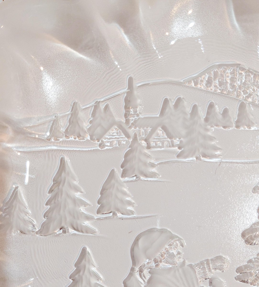 Mikasa Christmas Story Bonbon Plates Set of 2, Vintage Walther Glas Germany Frosted Glass Candy Dish, 9.75 Inch, view 6