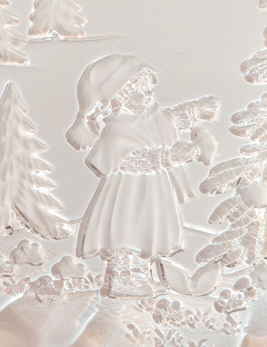 Mikasa Christmas Story Bonbon Plates Set of 2, Vintage Walther Glas Germany Frosted Glass Candy Dish, 9.75 Inch, view 8