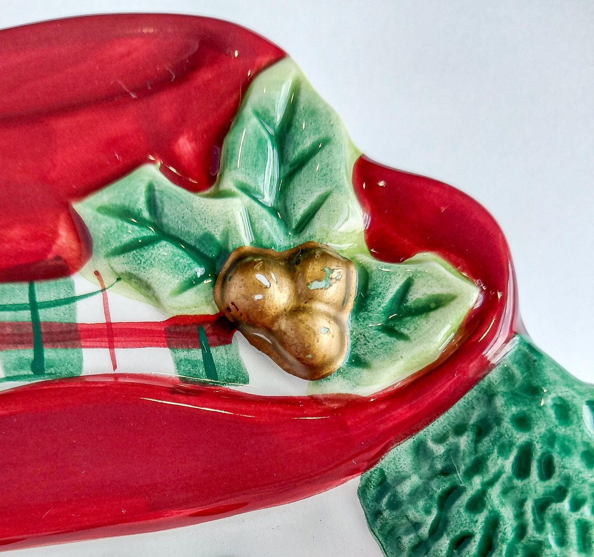 Fitz & Floyd Plaid Christmas Snowman Canape Plate 9 Inch, Vintage Holiday Appetizer Dessert Serving Tray Decor, view 11