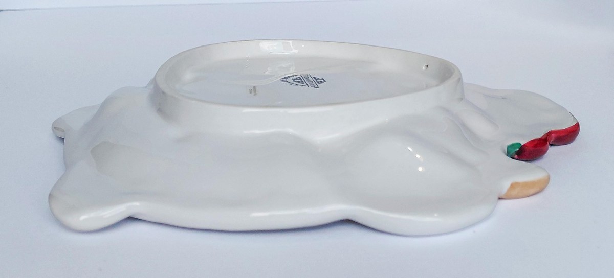 Fitz & Floyd Plaid Christmas Snowman Canape Plate 9 Inch, Vintage Holiday Appetizer Dessert Serving Tray Decor, view 14