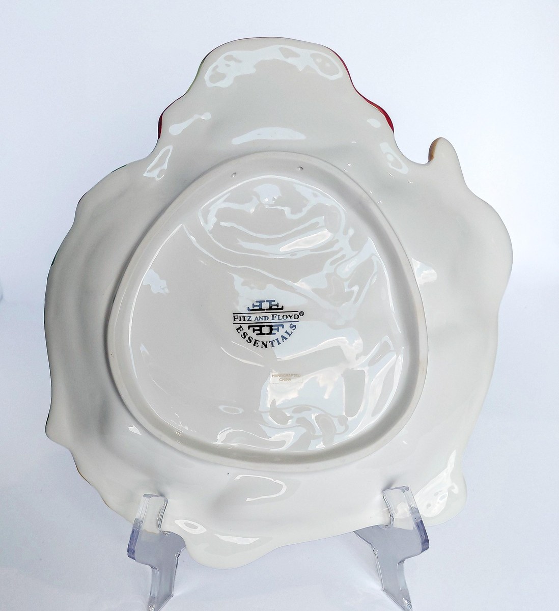 Fitz & Floyd Plaid Christmas Snowman Canape Plate 9 Inch, Vintage Holiday Appetizer Dessert Serving Tray Decor, view 9