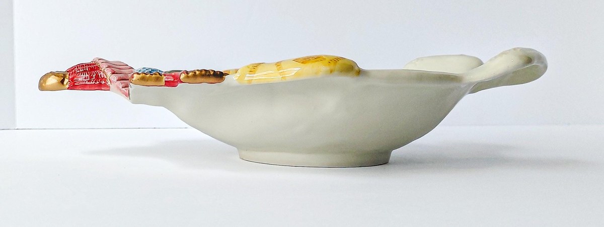 Fitz & Floyd Frosty Folks Snowman Serving Bowl, Vintage 1990 Christmas Candy Dish, Holiday Ceramic Decor 11.5 In, view 4