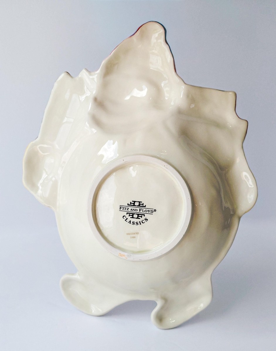 Fitz & Floyd Frosty Folks Snowman Serving Bowl, Vintage 1990 Christmas Candy Dish, Holiday Ceramic Decor 11.5 In, view 5