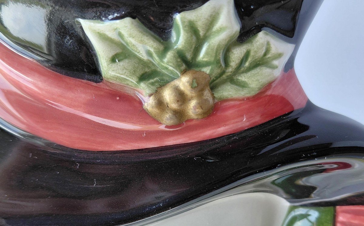 Fitz & Floyd Frosty Folks Snowman Platter, Vintage 1990s Christmas Wall Hanging Cookie Tray Gift, 14.5 Inch, view 10