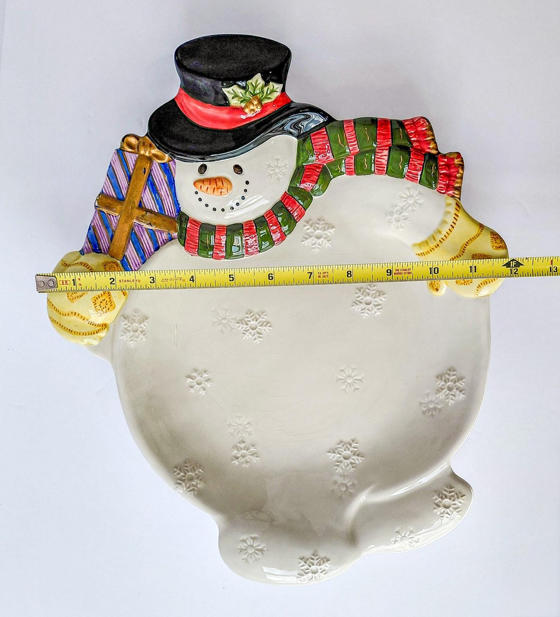 Fitz & Floyd Frosty Folks Snowman Platter, Vintage 1990s Christmas Wall Hanging Cookie Tray Gift, 14.5 Inch, view 17