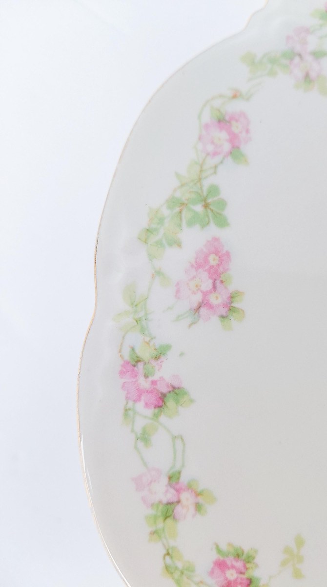 Habsburg HAB95 Round Covered Vegetable Bowl, Antique Austrian Porcelain Pink Floral Serving Bowl, 1892-1909 China, view 8