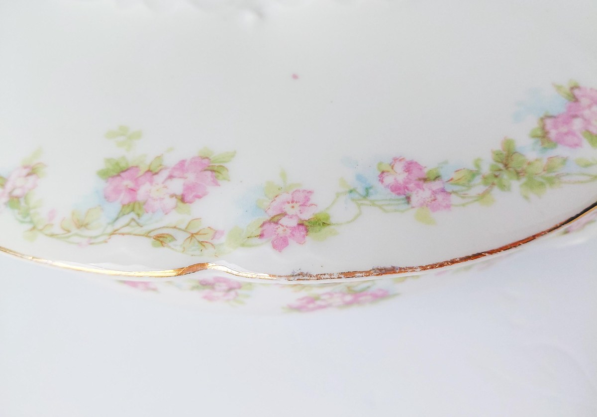 Habsburg HAB95 Oval Covered Vegetable Bowl, Antique Austrian Porcelain Pink Floral Serving Dish, 1892-1909 Victorian, view 14