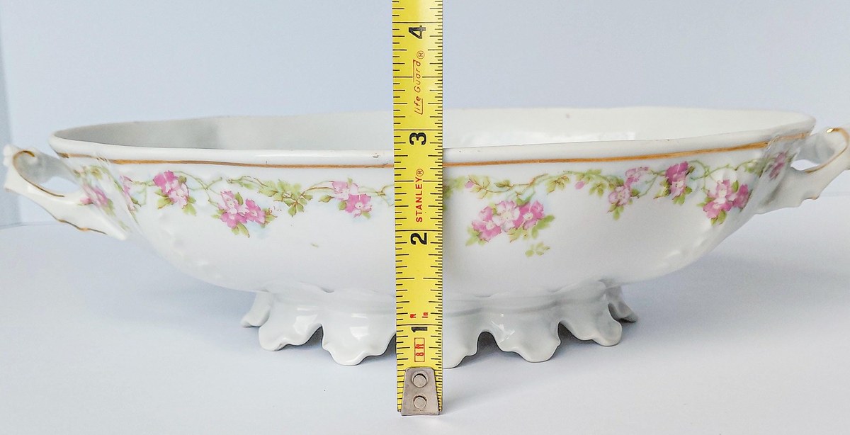 Habsburg HAB95 Oval Covered Vegetable Bowl, Antique Austrian Porcelain Pink Floral Serving Dish, 1892-1909 Victorian, view 17