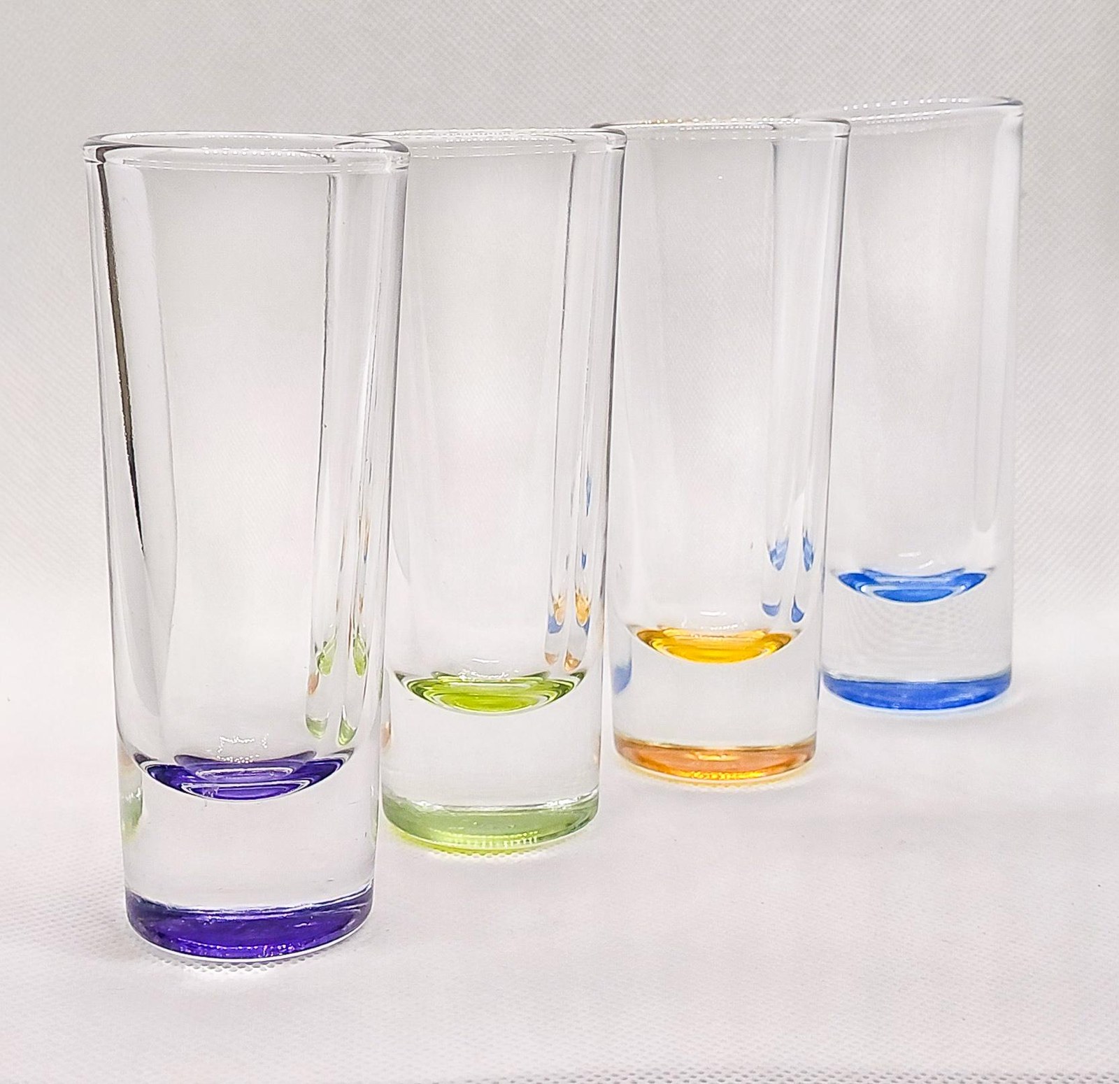 CRISA Multicolor Cordial Glasses Set of 4, Vintage 4 oz Rainbow Shooter Glasses, Retro Color Bottom Barware Gift
