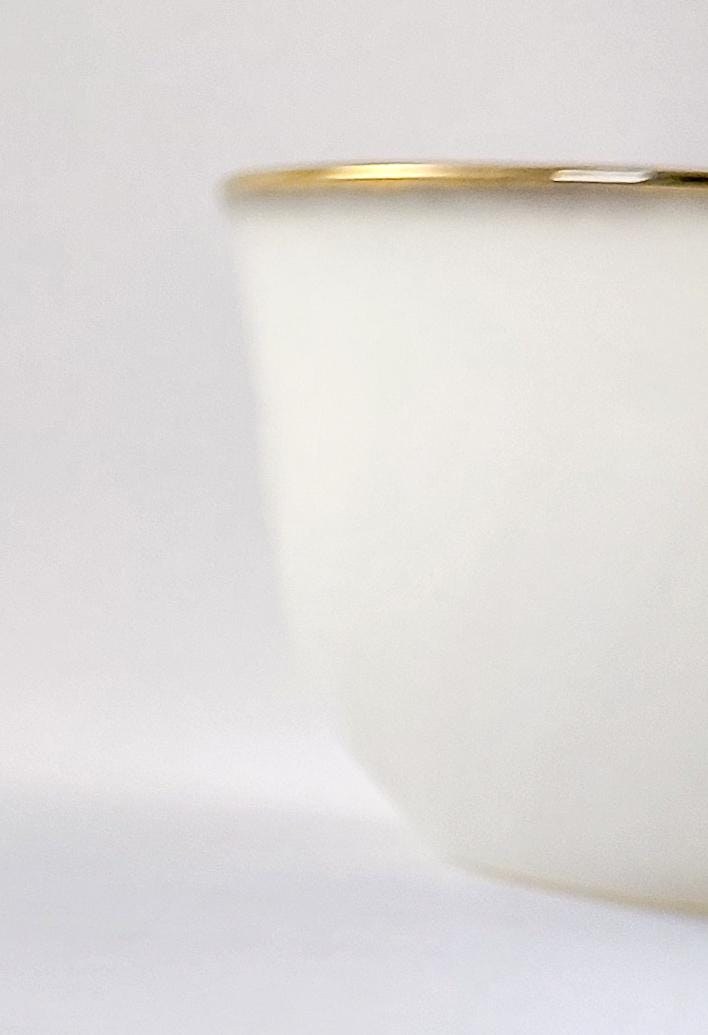 Fire King Golden Anniversary Coffee Set, Vintage Milk Glass Swirl 22K Gold Trim, Creamer Sugar Bowl Cups Saucers, view 14