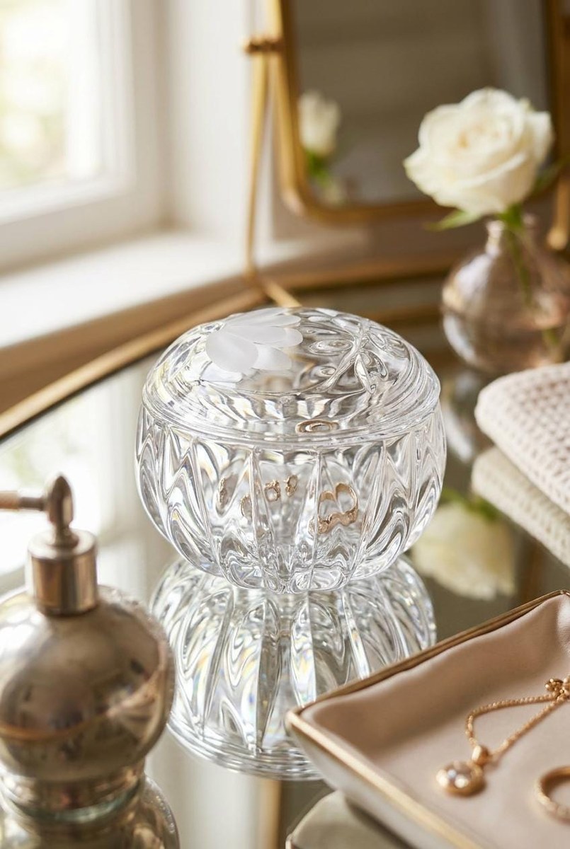 Princess House Heritage Romance Crystal Vanity Box #804, Vintage 1988 West Germany Lead Crystal Trinket Box, view 17
