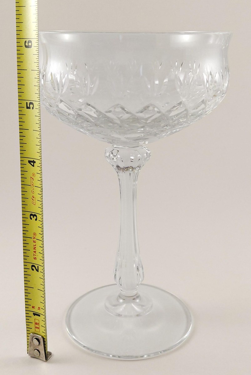 Mikasa Chateau Crystal Champagne Coupes Set of 8, Vintage Tall Sherbet Glasses, 1980s Wedding Barware Stemware, view 12