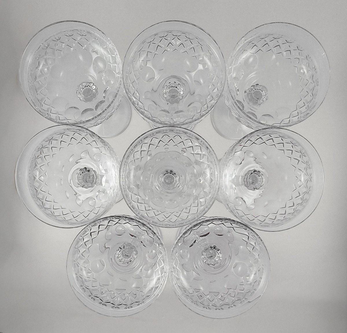 Mikasa Chateau Crystal Champagne Coupes Set of 8, Vintage Tall Sherbet Glasses, 1980s Wedding Barware Stemware, view 14
