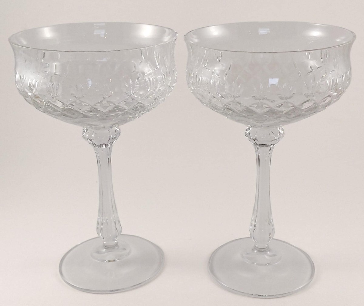 Mikasa Chateau Crystal Champagne Coupes Set of 8, Vintage Tall Sherbet Glasses, 1980s Wedding Barware Stemware, view 3