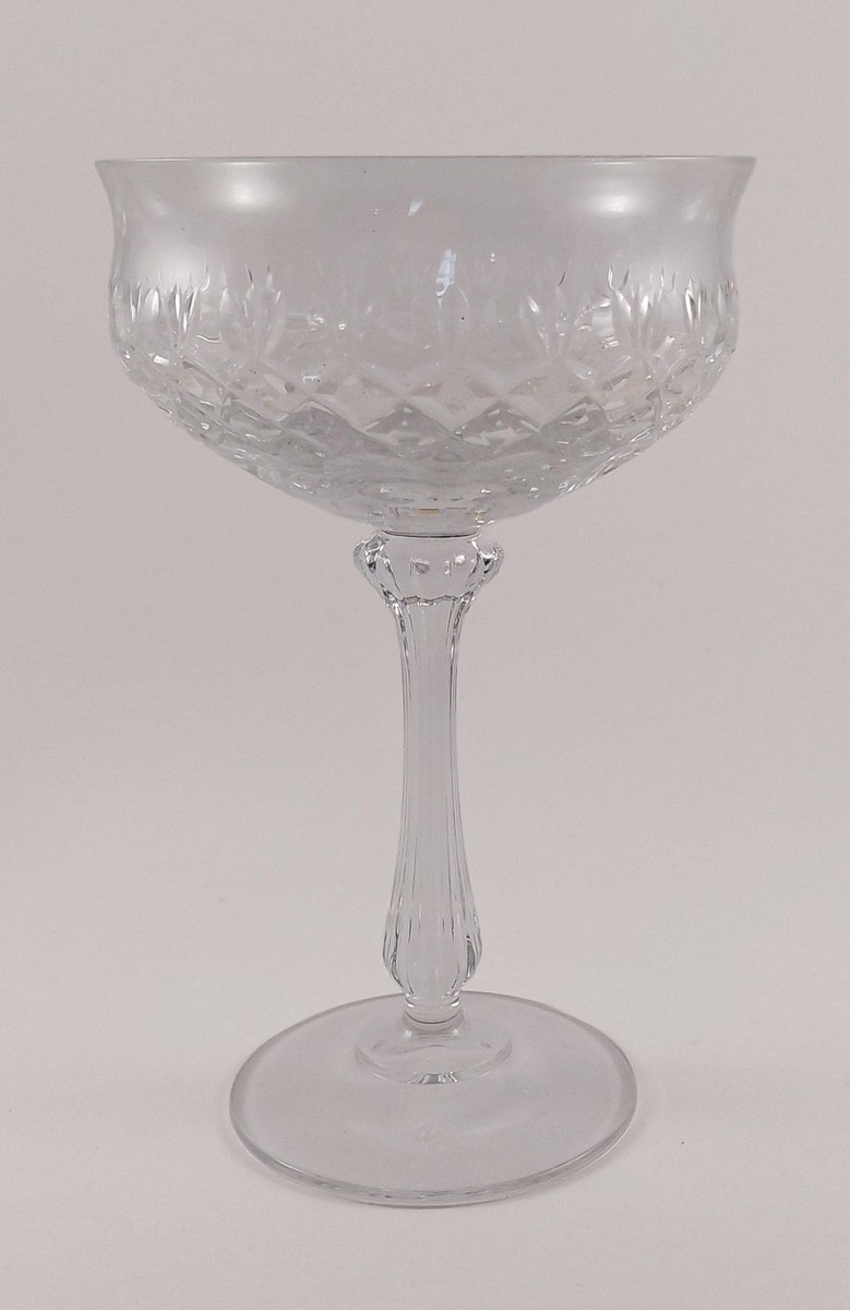 Mikasa Chateau Crystal Champagne Coupes Set of 8, Vintage Tall Sherbet Glasses, 1980s Wedding Barware Stemware, view 5