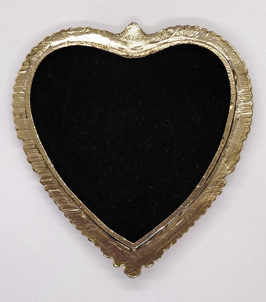 Brass Heart Trinket Box, Vintage Ruby Red Enamel Filigree Jewelry Box, Romantic Vanity Ring Box Gift for Her, view 11