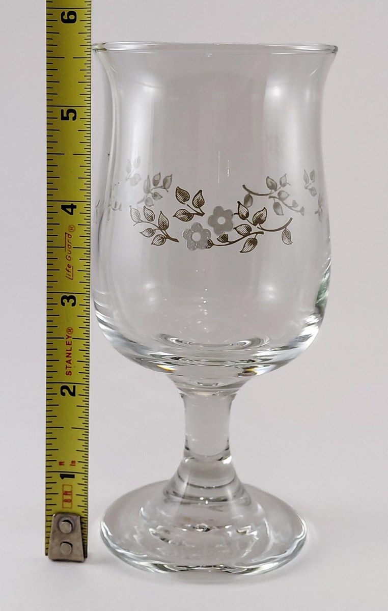 Pfaltzgraff Heirloom Wine Glasses Set of 6, Vintage Floral Stemware 8 oz, Gray White Floral Dinner Party Glass, view 11