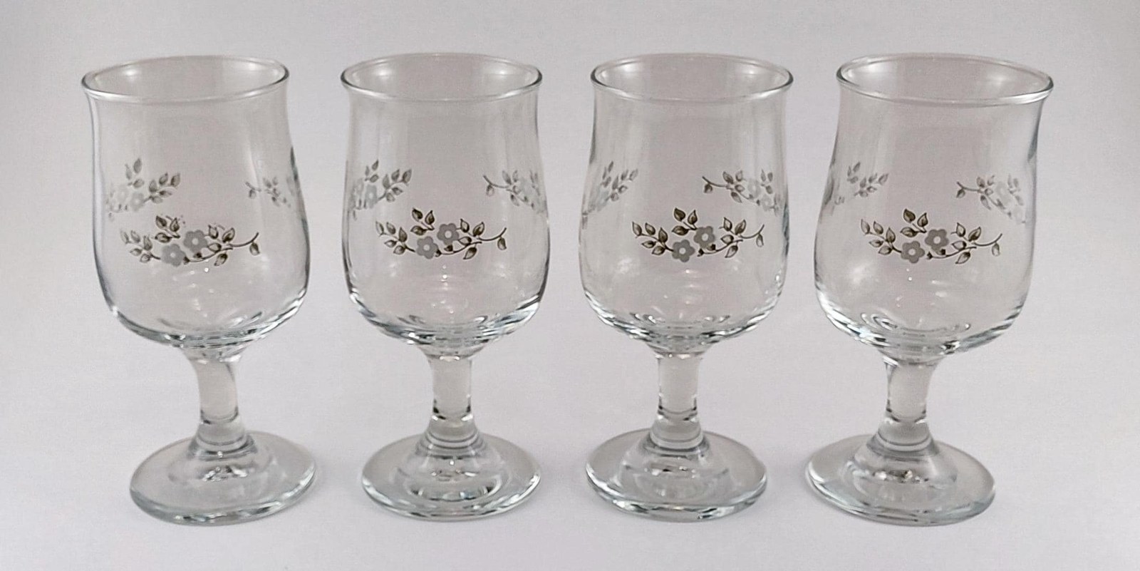 Pfaltzgraff Heirloom Wine Glasses Set of 4, Vintage Floral Stemware 8 oz, Gray White Floral Replacement Glass