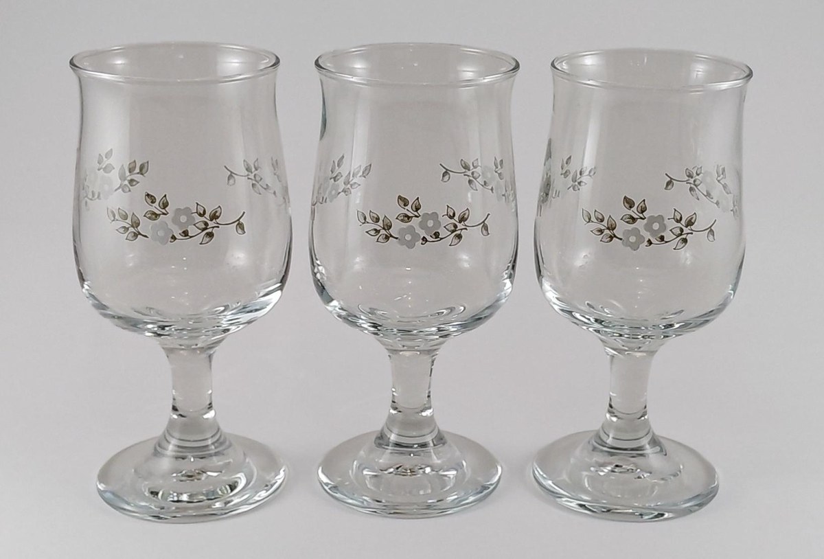 Pfaltzgraff Heirloom Wine Glasses Set of 4, Vintage Floral Stemware 8 oz, Gray White Floral Replacement Glass, view 15