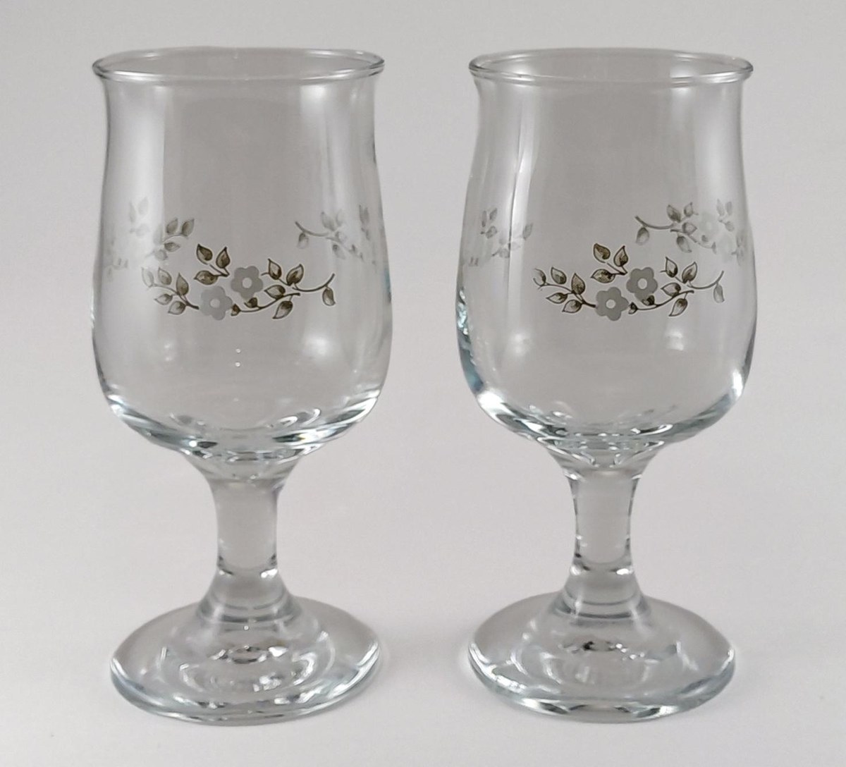 Pfaltzgraff Heirloom Wine Glasses Set of 4, Vintage Floral Stemware 8 oz, Gray White Floral Replacement Glass, view 3