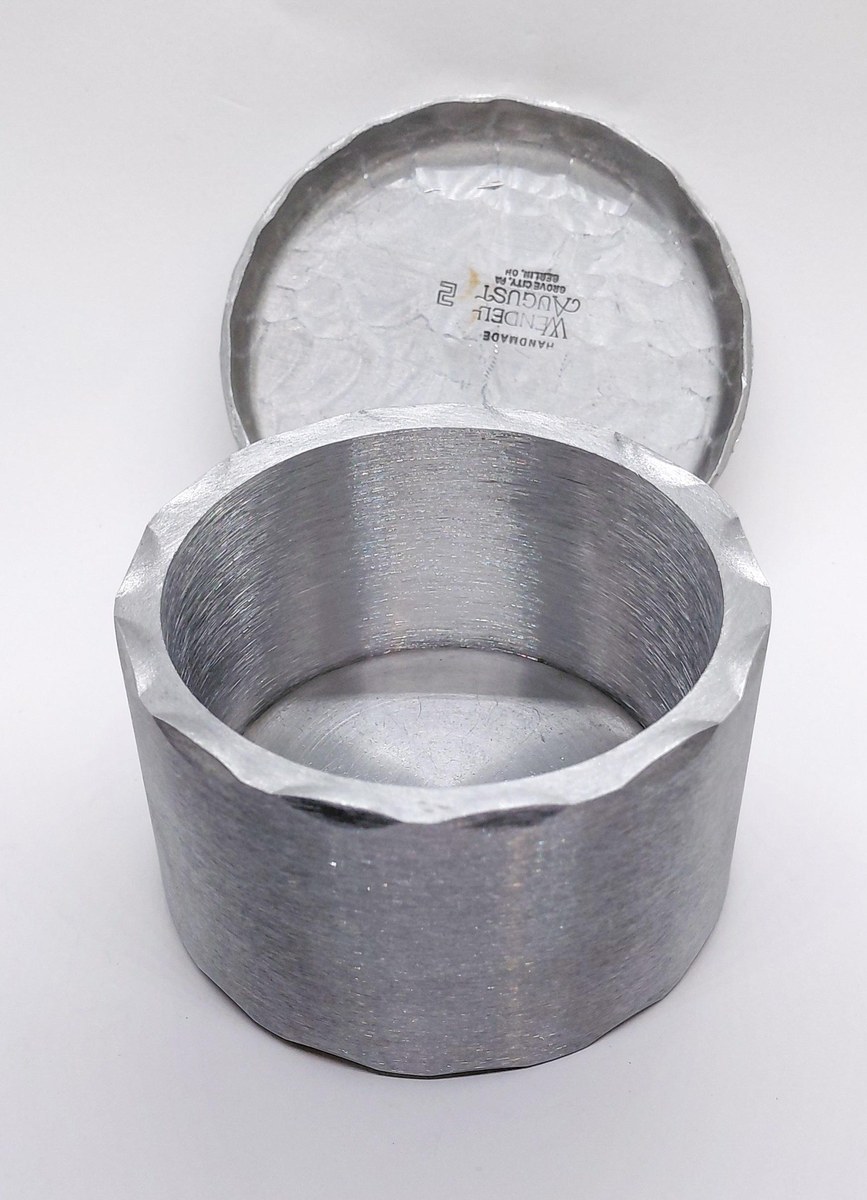Wendell August Forge Dogwood Trinket Box, Vintage Hand Hammered Aluminum Jewelry Box, 1990s Repousse Keepsake, view 17